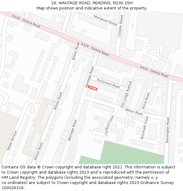 29, WANTAGE ROAD, READING, RG30 2SH: Location map and indicative extent of plot