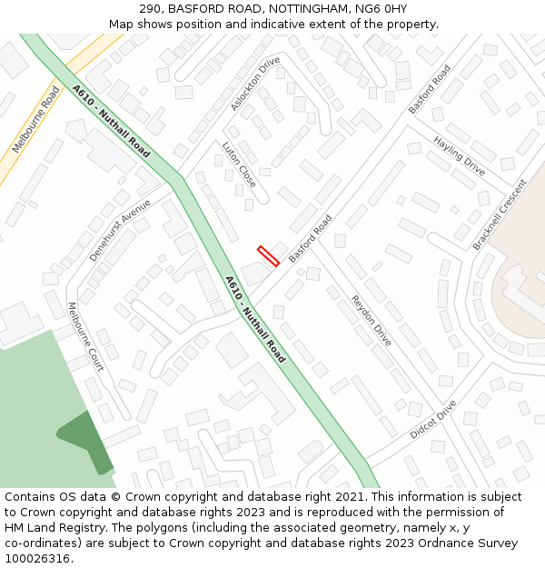290, BASFORD ROAD, NOTTINGHAM, NG6 0HY: Location map and indicative extent of plot