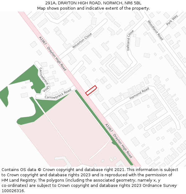 291A, DRAYTON HIGH ROAD, NORWICH, NR6 5BL: Location map and indicative extent of plot