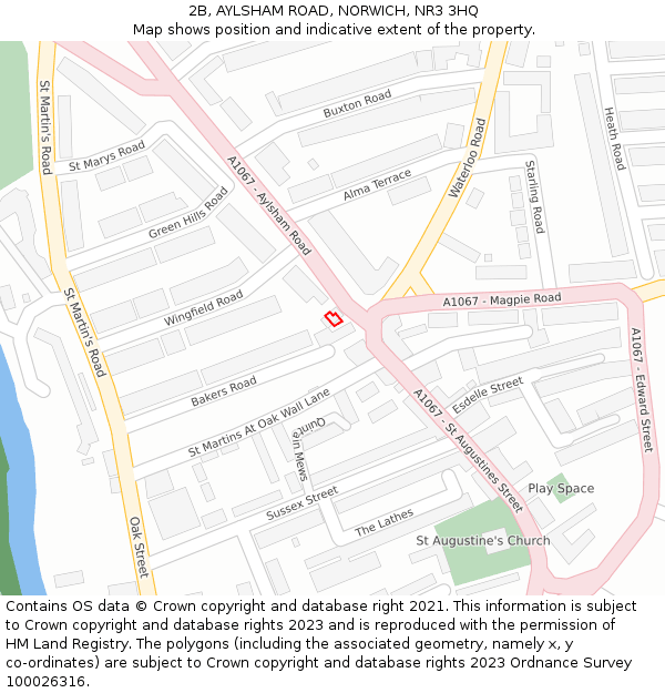 2B, AYLSHAM ROAD, NORWICH, NR3 3HQ: Location map and indicative extent of plot