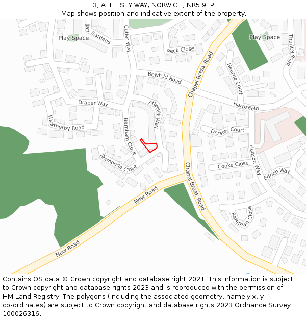 3, ATTELSEY WAY, NORWICH, NR5 9EP: Location map and indicative extent of plot