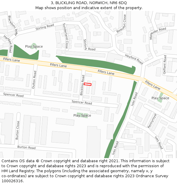 3, BLICKLING ROAD, NORWICH, NR6 6DQ: Location map and indicative extent of plot