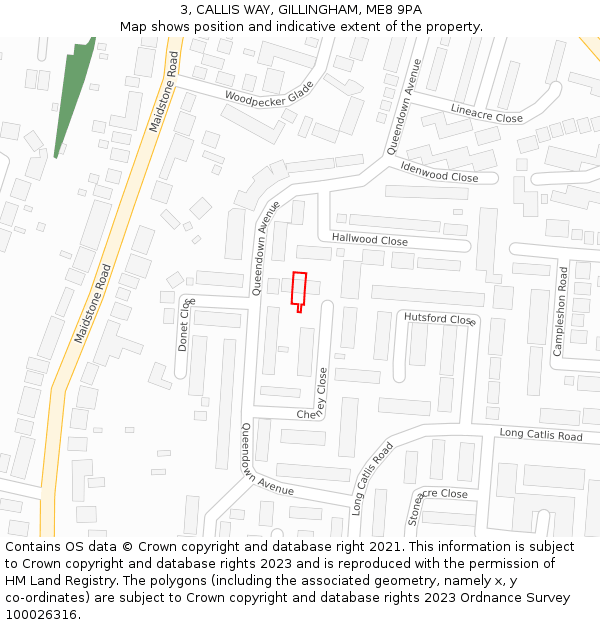 3, CALLIS WAY, GILLINGHAM, ME8 9PA: Location map and indicative extent of plot