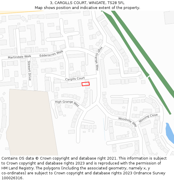 3, CARGILLS COURT, WINGATE, TS28 5FL: Location map and indicative extent of plot