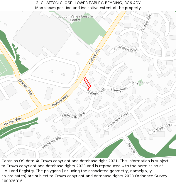 3, CHATTON CLOSE, LOWER EARLEY, READING, RG6 4DY: Location map and indicative extent of plot
