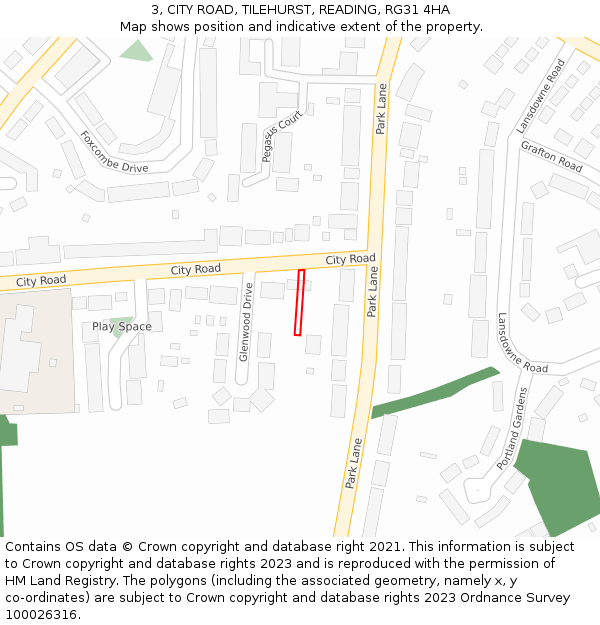 3, CITY ROAD, TILEHURST, READING, RG31 4HA: Location map and indicative extent of plot