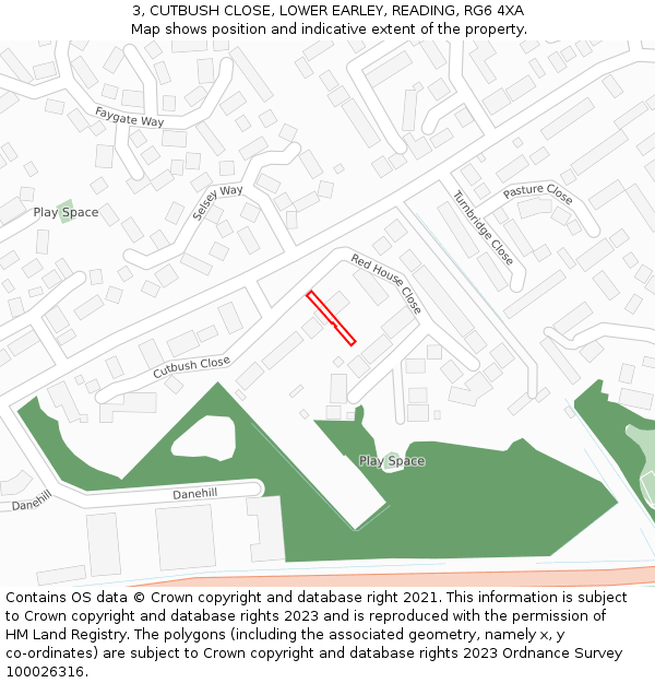 3, CUTBUSH CLOSE, LOWER EARLEY, READING, RG6 4XA: Location map and indicative extent of plot