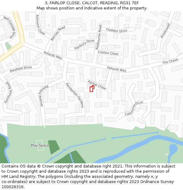 3, FAIRLOP CLOSE, CALCOT, READING, RG31 7EF: Location map and indicative extent of plot
