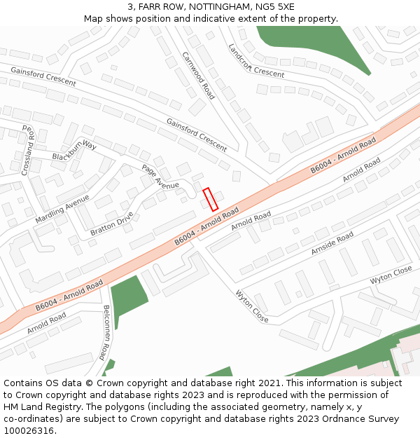 3, FARR ROW, NOTTINGHAM, NG5 5XE: Location map and indicative extent of plot