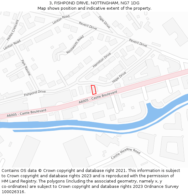 3, FISHPOND DRIVE, NOTTINGHAM, NG7 1DG: Location map and indicative extent of plot