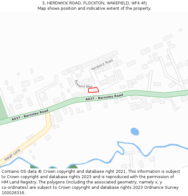 3, HERDWICK ROAD, FLOCKTON, WAKEFIELD, WF4 4FJ: Location map and indicative extent of plot