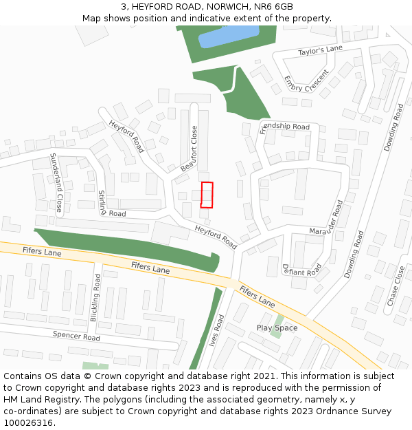 3, HEYFORD ROAD, NORWICH, NR6 6GB: Location map and indicative extent of plot