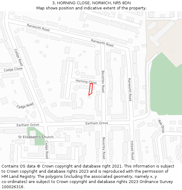 3, HORNING CLOSE, NORWICH, NR5 8DN: Location map and indicative extent of plot