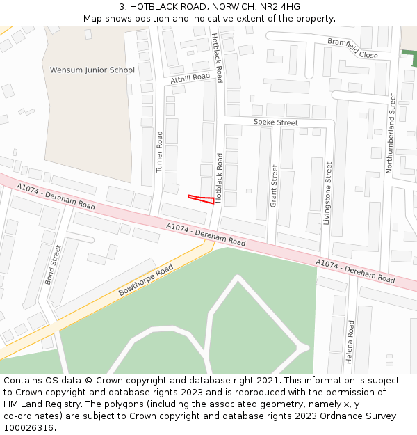 3, HOTBLACK ROAD, NORWICH, NR2 4HG: Location map and indicative extent of plot