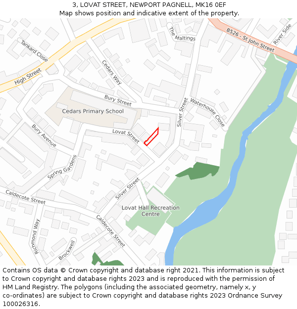 3, LOVAT STREET, NEWPORT PAGNELL, MK16 0EF: Location map and indicative extent of plot