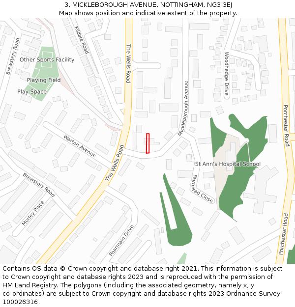 3, MICKLEBOROUGH AVENUE, NOTTINGHAM, NG3 3EJ: Location map and indicative extent of plot