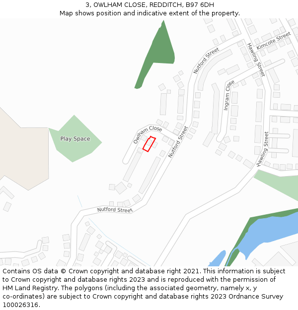 3, OWLHAM CLOSE, REDDITCH, B97 6DH: Location map and indicative extent of plot