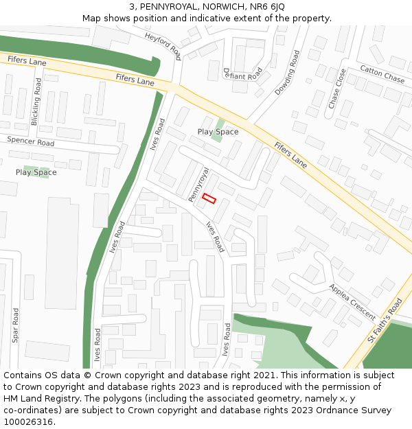 3, PENNYROYAL, NORWICH, NR6 6JQ: Location map and indicative extent of plot