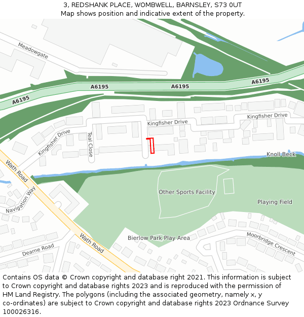 3, REDSHANK PLACE, WOMBWELL, BARNSLEY, S73 0UT: Location map and indicative extent of plot
