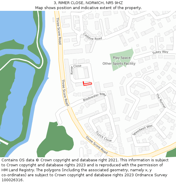 3, RIMER CLOSE, NORWICH, NR5 9HZ: Location map and indicative extent of plot