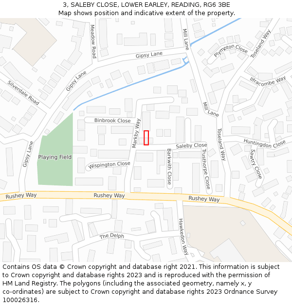 3, SALEBY CLOSE, LOWER EARLEY, READING, RG6 3BE: Location map and indicative extent of plot