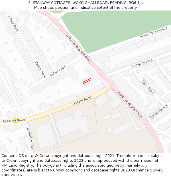3, STANWAY COTTAGES, WOKINGHAM ROAD, READING, RG6 1JN: Location map and indicative extent of plot