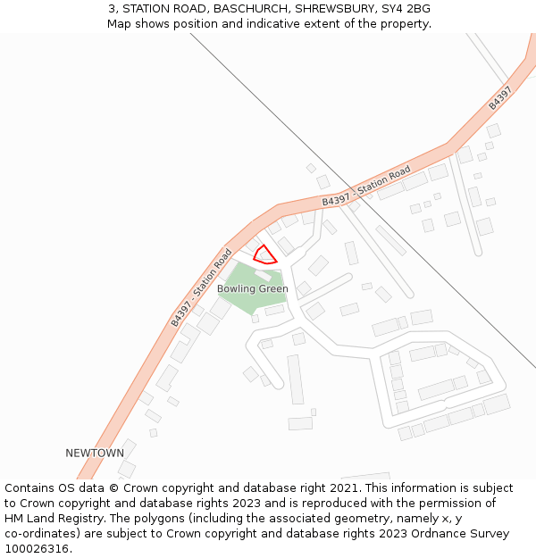 3, STATION ROAD, BASCHURCH, SHREWSBURY, SY4 2BG: Location map and indicative extent of plot