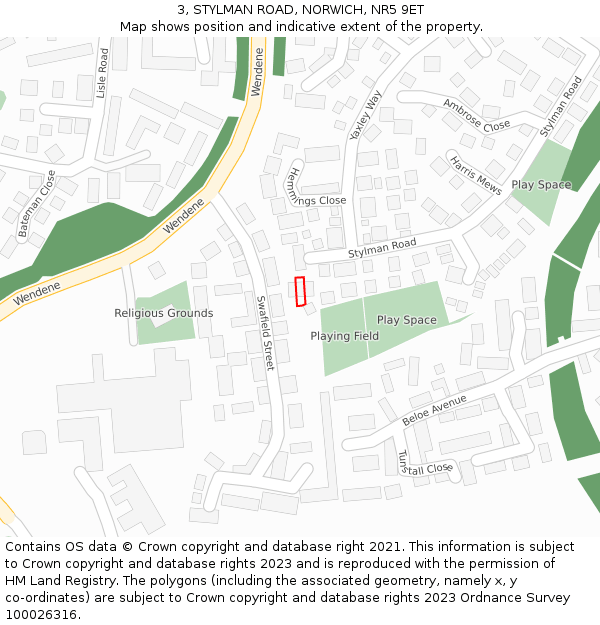 3, STYLMAN ROAD, NORWICH, NR5 9ET: Location map and indicative extent of plot