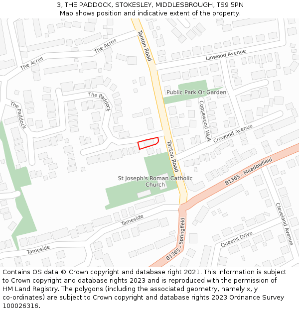 3, THE PADDOCK, STOKESLEY, MIDDLESBROUGH, TS9 5PN: Location map and indicative extent of plot