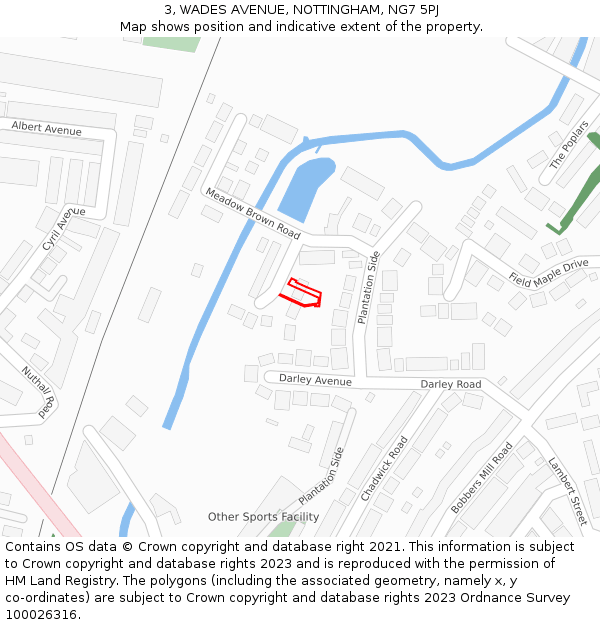 3, WADES AVENUE, NOTTINGHAM, NG7 5PJ: Location map and indicative extent of plot