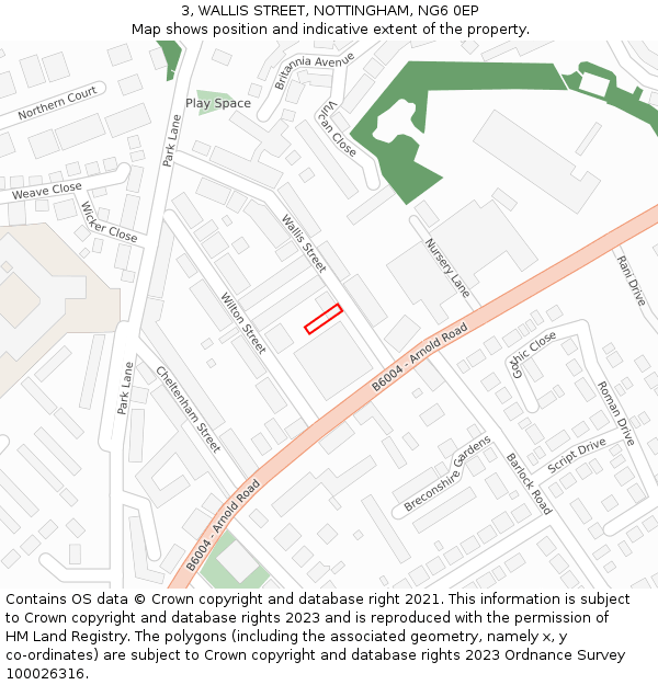 3, WALLIS STREET, NOTTINGHAM, NG6 0EP: Location map and indicative extent of plot