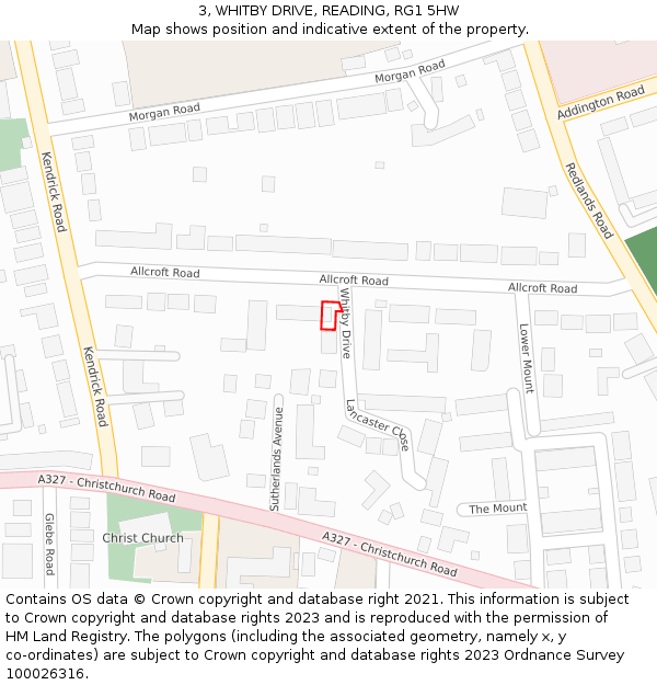 3, WHITBY DRIVE, READING, RG1 5HW: Location map and indicative extent of plot