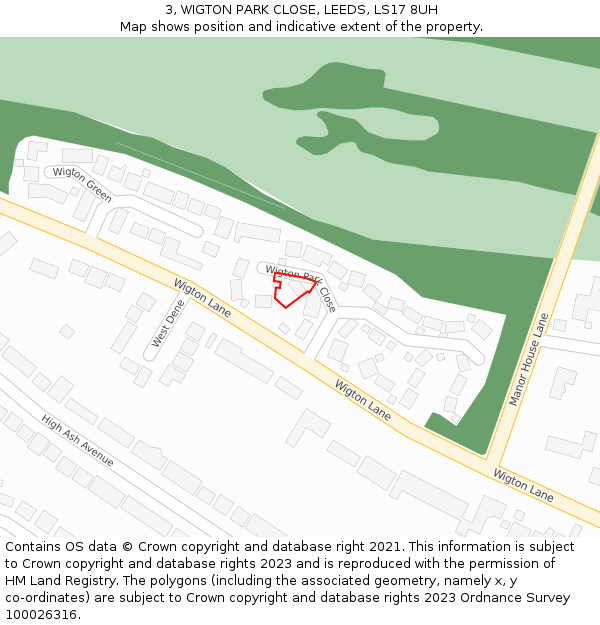 3, WIGTON PARK CLOSE, LEEDS, LS17 8UH: Location map and indicative extent of plot
