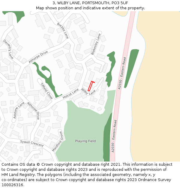3, WILBY LANE, PORTSMOUTH, PO3 5UF: Location map and indicative extent of plot