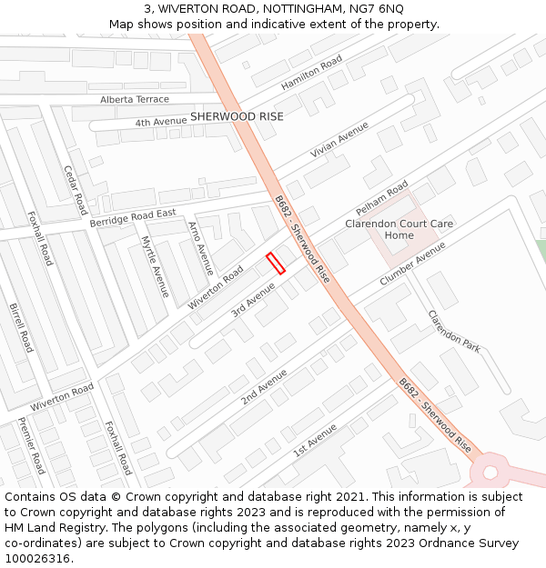 3, WIVERTON ROAD, NOTTINGHAM, NG7 6NQ: Location map and indicative extent of plot