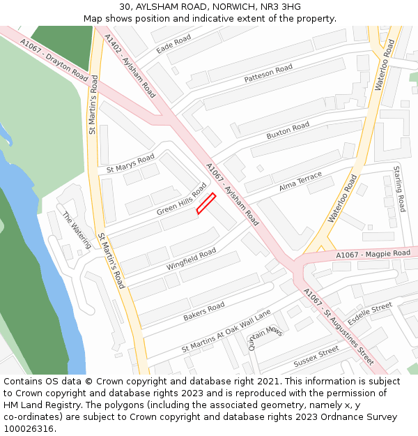 30, AYLSHAM ROAD, NORWICH, NR3 3HG: Location map and indicative extent of plot