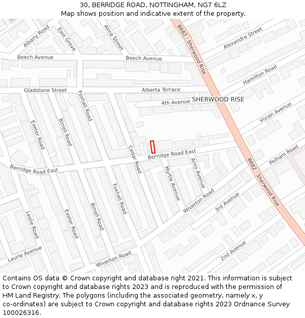 30, BERRIDGE ROAD, NOTTINGHAM, NG7 6LZ: Location map and indicative extent of plot