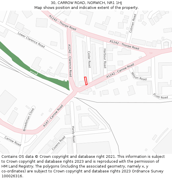30, CARROW ROAD, NORWICH, NR1 1HJ: Location map and indicative extent of plot