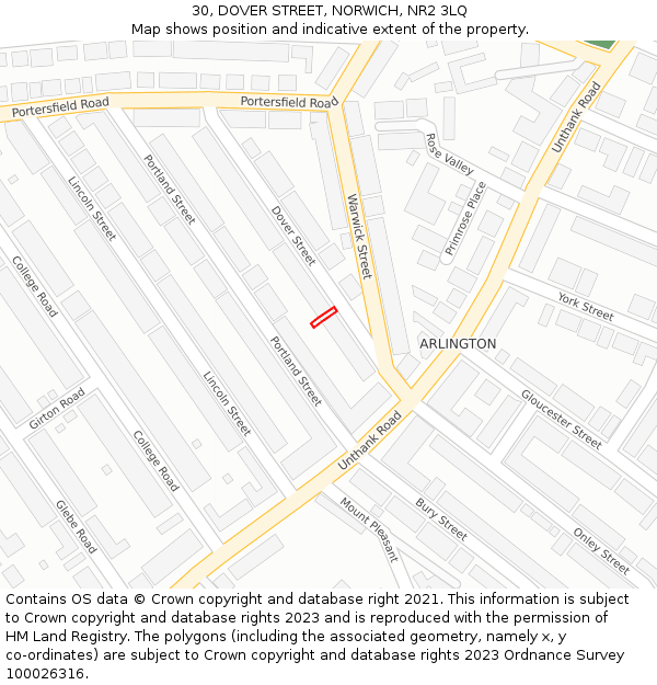 30, DOVER STREET, NORWICH, NR2 3LQ: Location map and indicative extent of plot