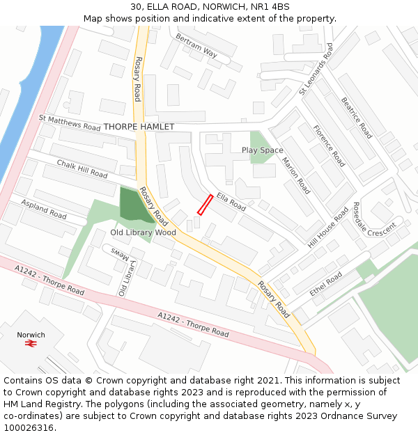 30, ELLA ROAD, NORWICH, NR1 4BS: Location map and indicative extent of plot
