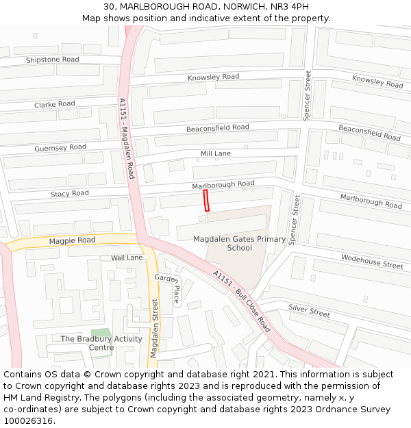 30, MARLBOROUGH ROAD, NORWICH, NR3 4PH: Location map and indicative extent of plot