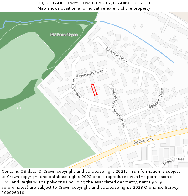 30, SELLAFIELD WAY, LOWER EARLEY, READING, RG6 3BT: Location map and indicative extent of plot
