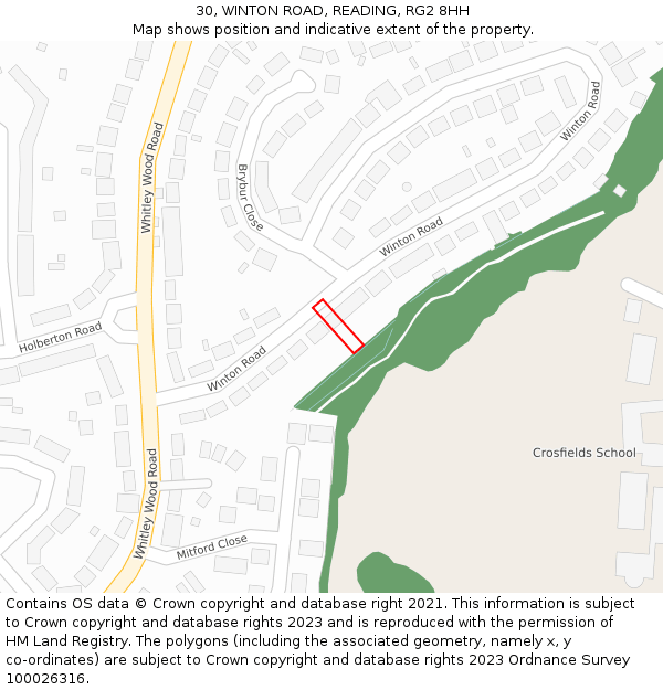 30, WINTON ROAD, READING, RG2 8HH: Location map and indicative extent of plot