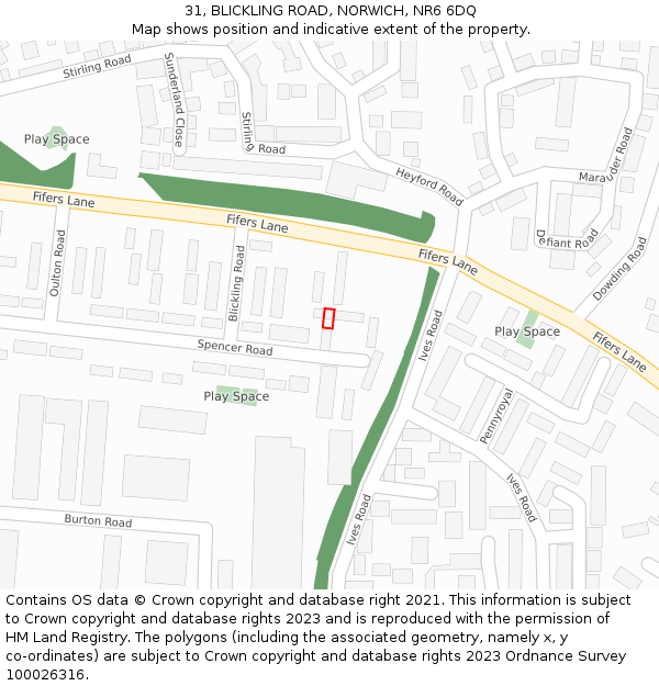 31, BLICKLING ROAD, NORWICH, NR6 6DQ: Location map and indicative extent of plot