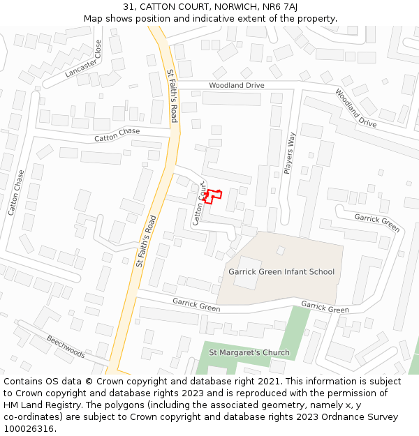 31, CATTON COURT, NORWICH, NR6 7AJ: Location map and indicative extent of plot
