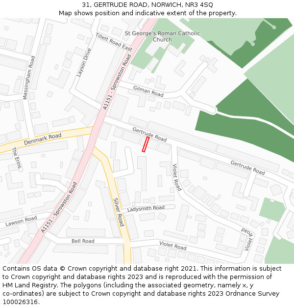 31, GERTRUDE ROAD, NORWICH, NR3 4SQ: Location map and indicative extent of plot