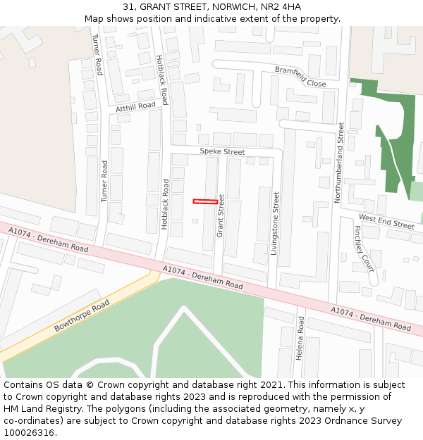 31, GRANT STREET, NORWICH, NR2 4HA: Location map and indicative extent of plot