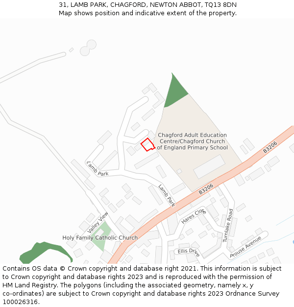 31, LAMB PARK, CHAGFORD, NEWTON ABBOT, TQ13 8DN: Location map and indicative extent of plot