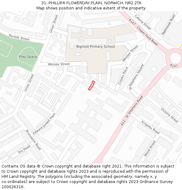 31, PHILLIPA FLOWERDAY PLAIN, NORWICH, NR2 2TA: Location map and indicative extent of plot