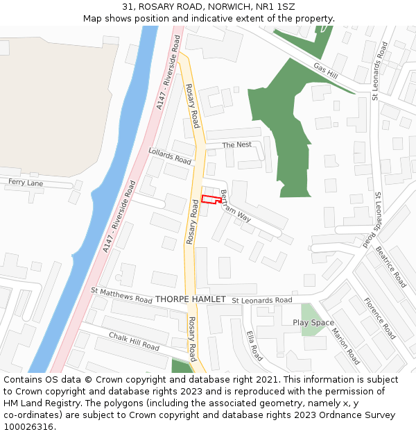 31, ROSARY ROAD, NORWICH, NR1 1SZ: Location map and indicative extent of plot